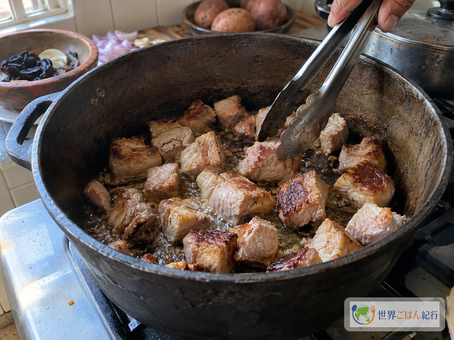 手順3: 豚肉の表面を焼く