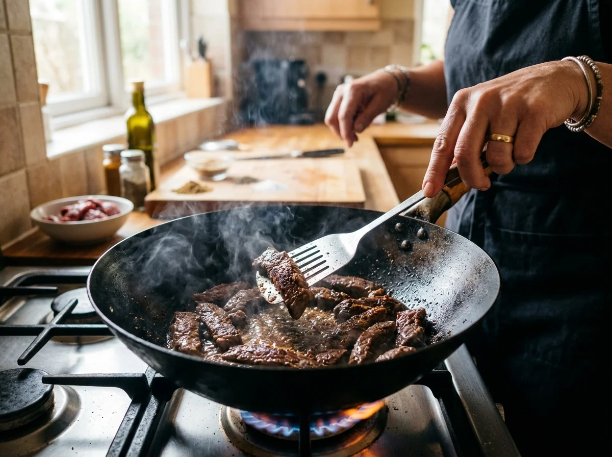 手順1: じゃがいも4個を1cm角の棒状に切り、水にさらして表面のでんぷんを洗い流す。キッチンペーパーで水気を拭き取り、170度の油で6〜7分揚げる。表面がきつね色になったら取り出し、油を切って塩小さじ1/2を振る