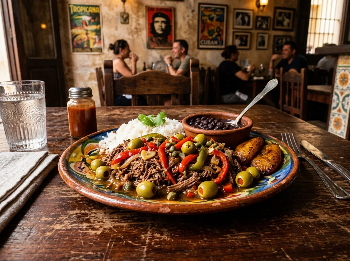 ハバナの旧市街にあるパラダール（家庭レストラン）のロパビエハ