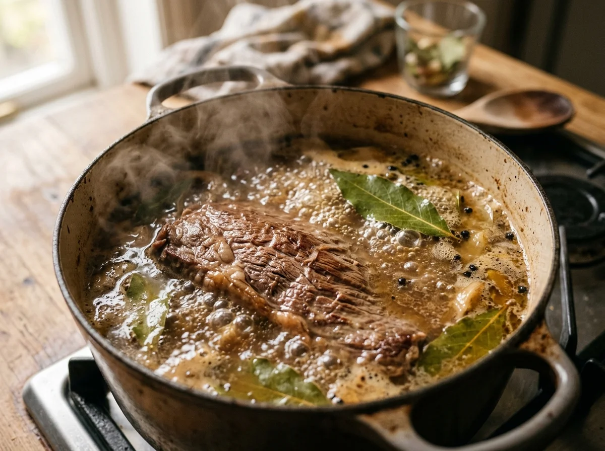 手順1: 牛肉を下ゆでする（1時間30分）