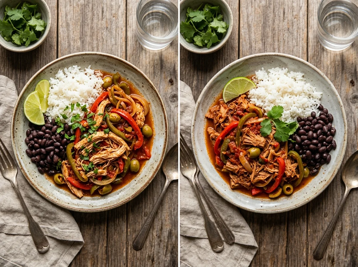 ロパビエハのバリエーション。鶏肉版とジャックフルーツ版が並んだ様子