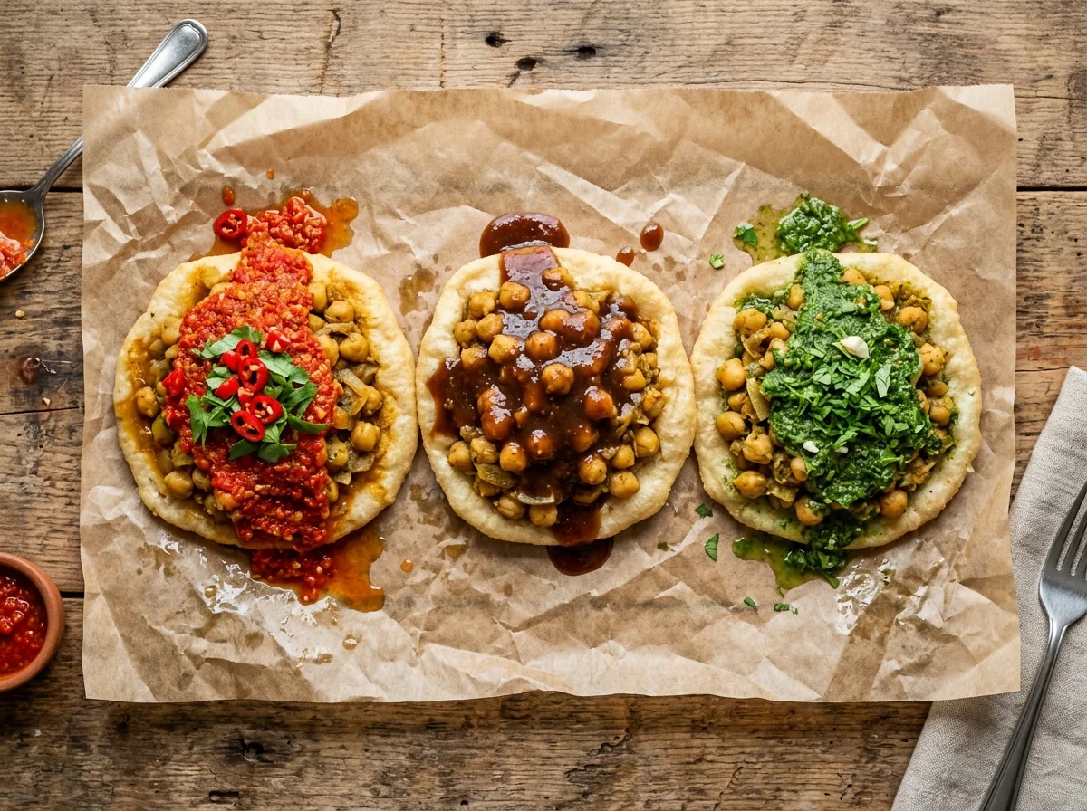 3種類のダブルスが並んでいる様子。トッピング違いのバリエーション