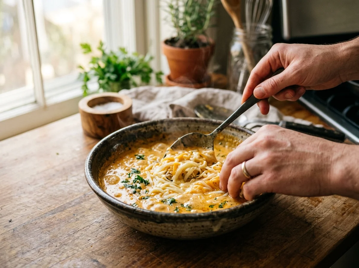 手順3: 唐辛子を加え、水200mlを注ぐ。蓋をして中火で10分煮込む。唐辛子がしんなりと柔らかくなるまで