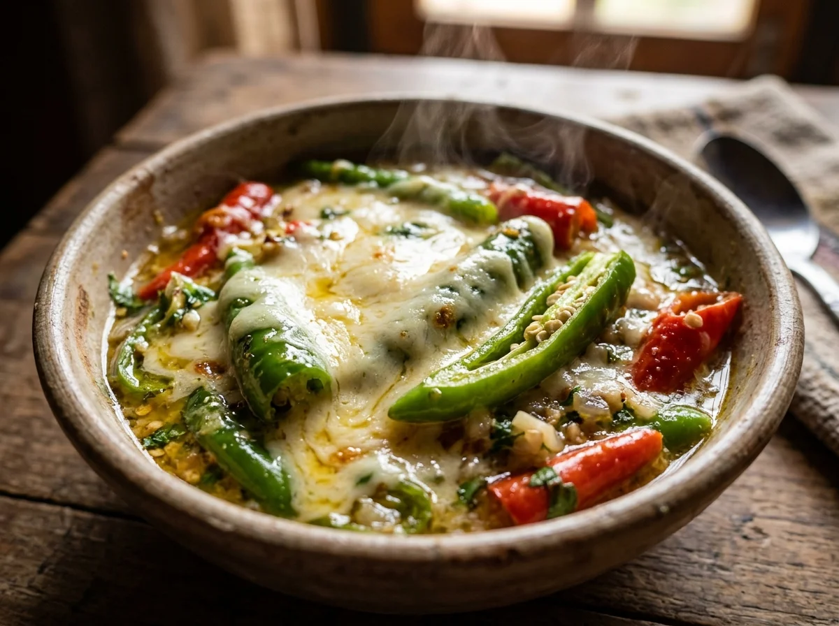 エマ・ダツィの理想的な仕上がり。唐辛子がチーズソースに包まれている