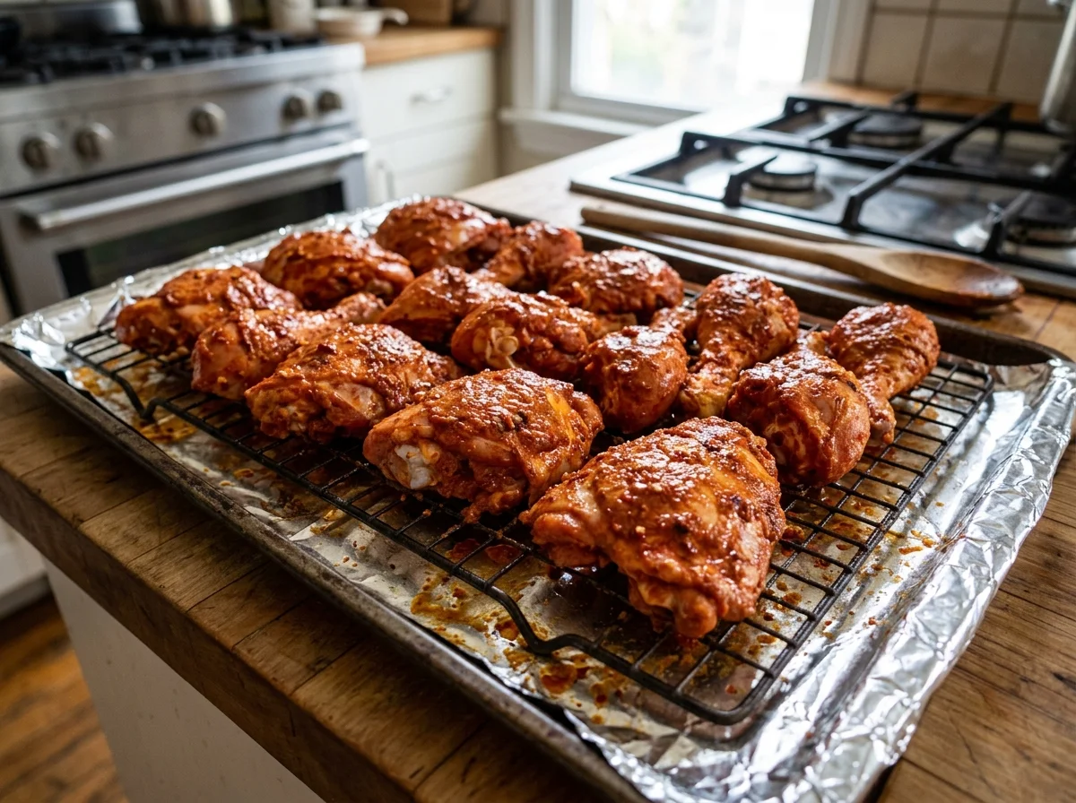 手順4: オーブンの準備と鶏肉の配置（10分）