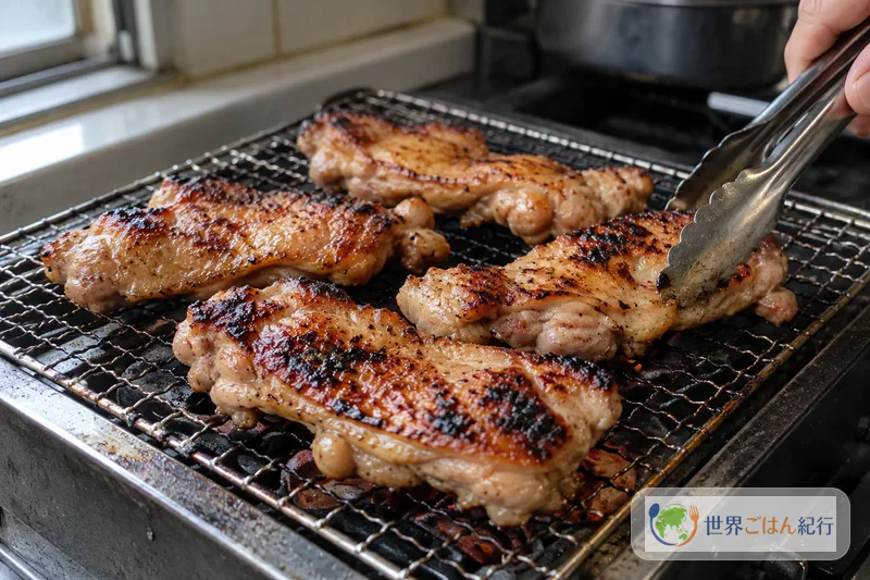 手順1: 鶏肉を焼いて焦げ目をつける