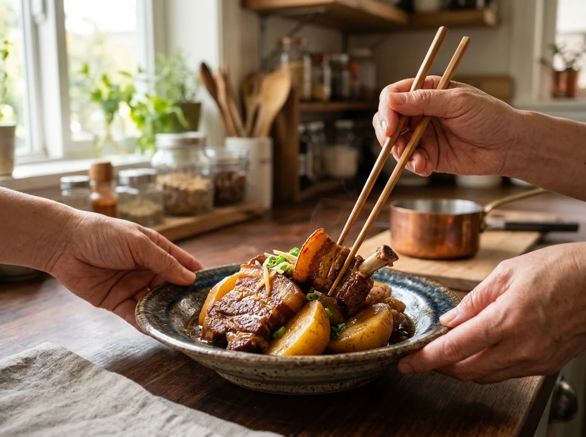 手順2: 肉と骨を焼き付ける（5分）