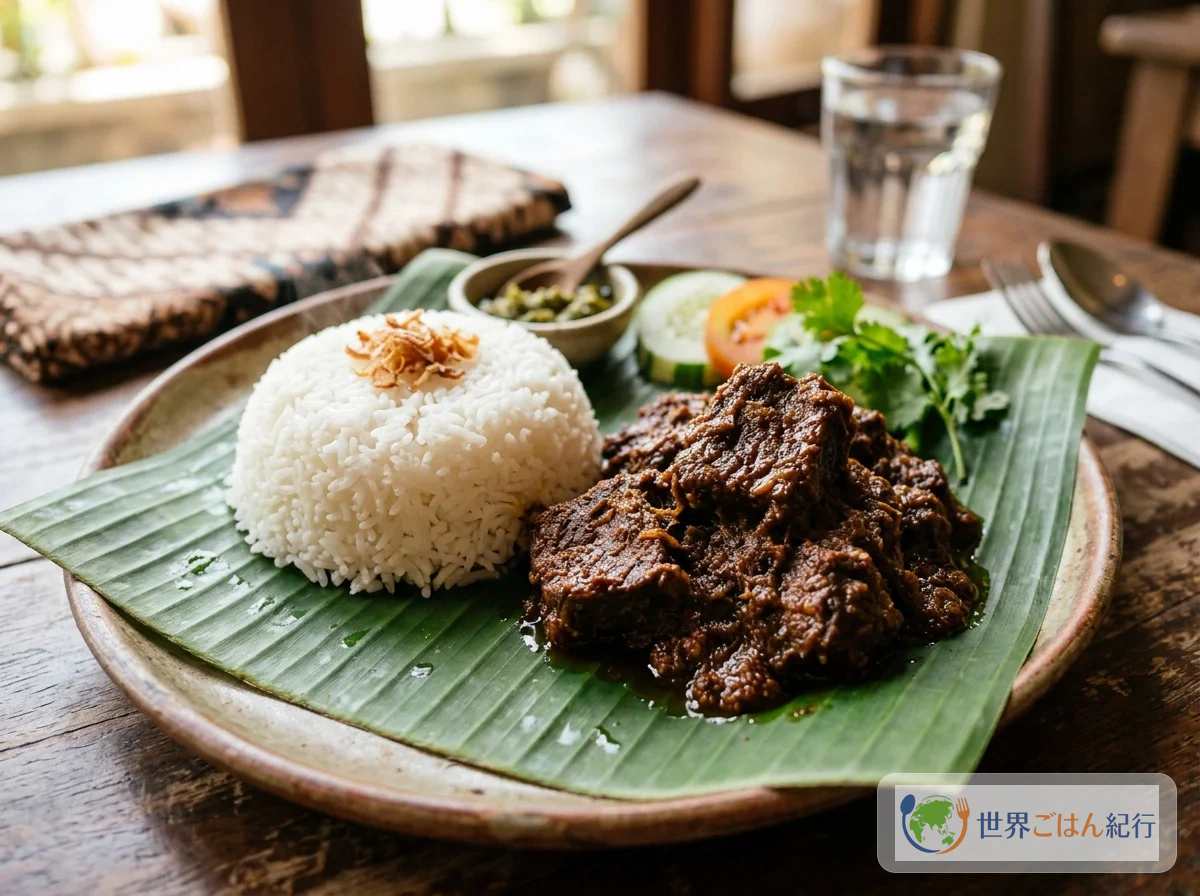 インドネシアのルンダン。ココナッツミルクで煮込んだ牛肉