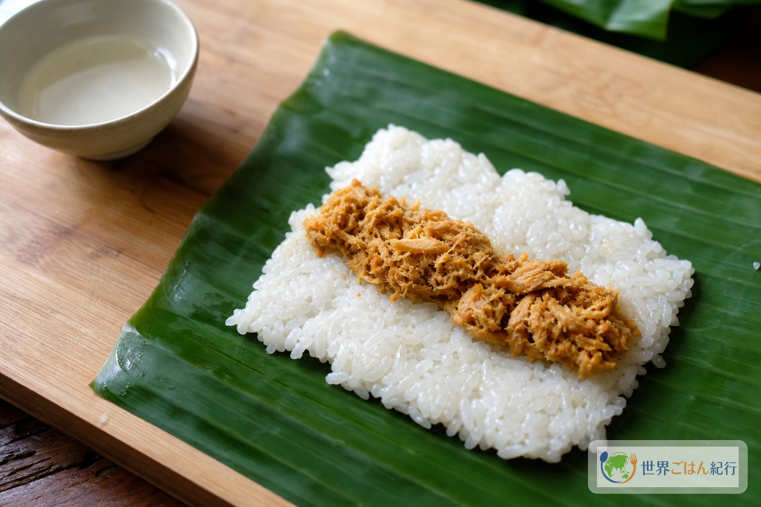 手順4: もち米で鶏そぼろを包む