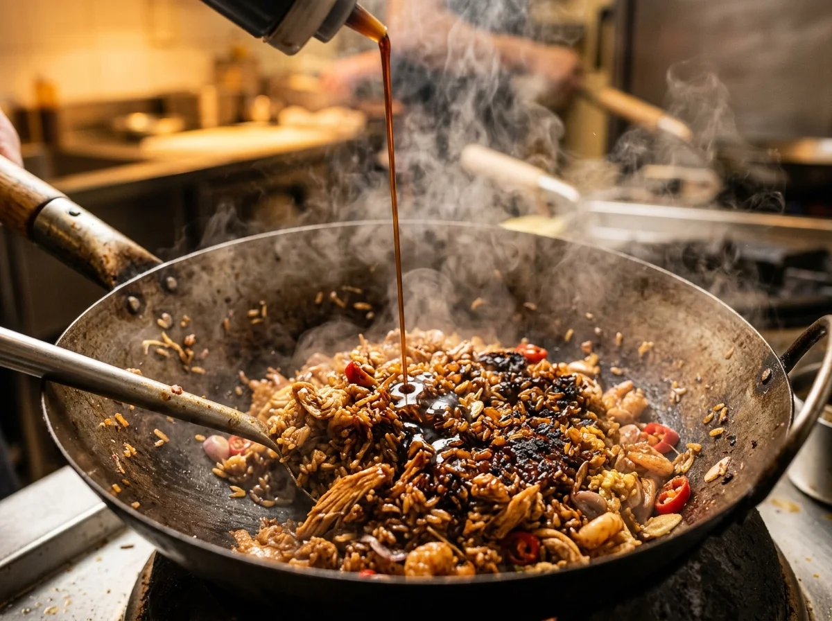 手順15: ナンプラーを加えて全体をよく混ぜ、塩・こしょうで味を調整