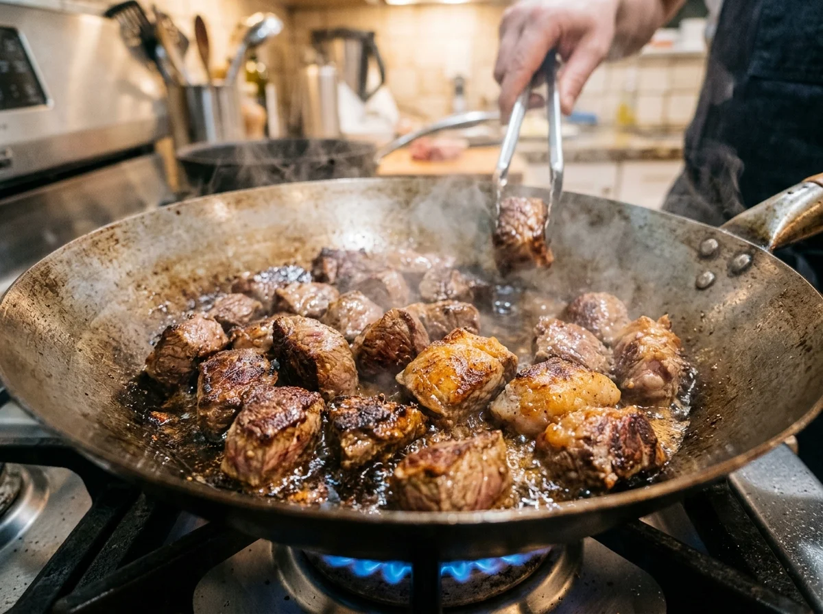 手順20: 仕上げにココナッツクリーム200mlを加え、さらに15〜20分煮る。最後のコクを加える