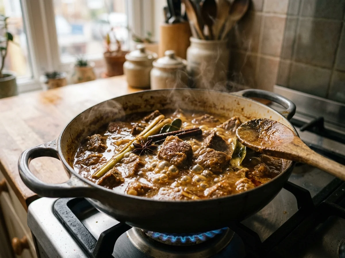 手順6: 筋膜は取り除かなくてよい。長時間煮込むことでゼラチン化し、むしろとろみとコクが増す