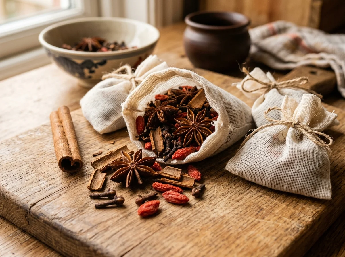 バクテーの漢方スパイスがお茶パックに詰められた状態