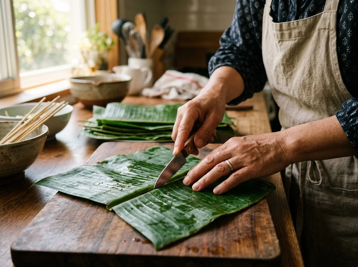 手順1: バナナの葉を準備する(10分)