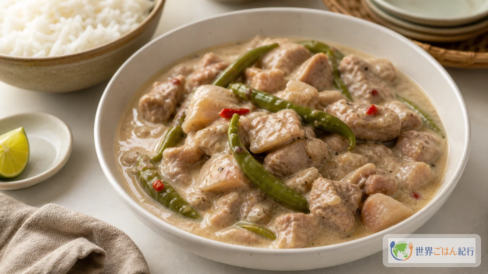 豚肉と唐辛子をココナッツミルクで煮たフィリピン料理ビコール・エクスプレス