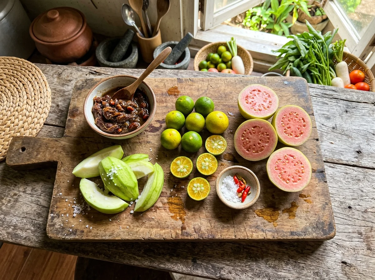シニガンの酸味食材バリエーション。タマリンド、グアバ、カラマンシーなど