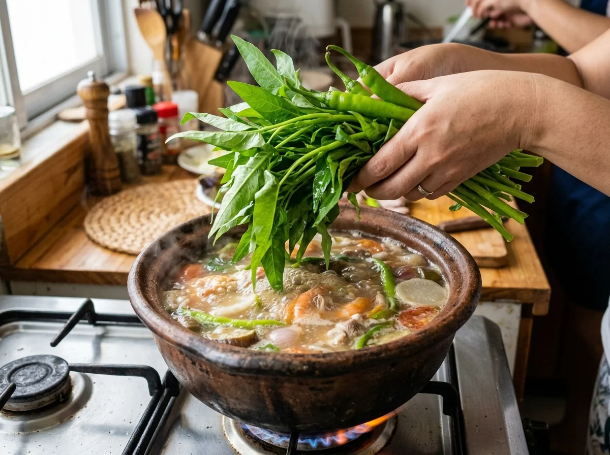手順5: 葉野菜を加えて仕上げる（5分）