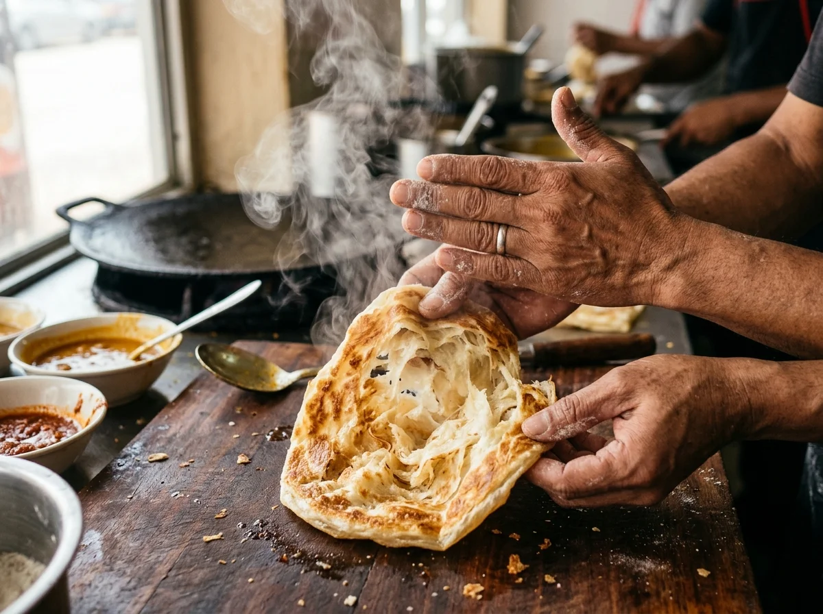 手順6: ロティを「叩いて」仕上げる
