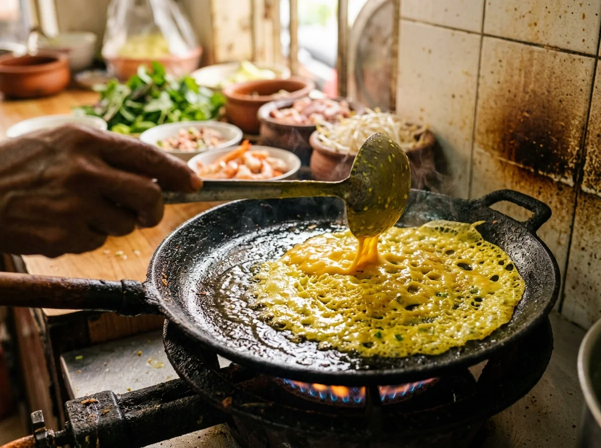 手順1: フライパン（直径26cm以上推奨）を中火で熱し、サラダ油小さじ1を薄くひく